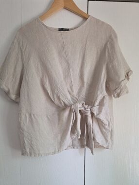 SAGA Tan Linen Blouse M